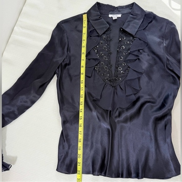 Vintage Cache Embellished Black Satin Blouse - Picture 5 of 5